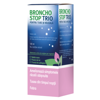Bronchostop Trio pentru tuse şi răceală soluție orală, 120 ml )Kwizda Pharma)